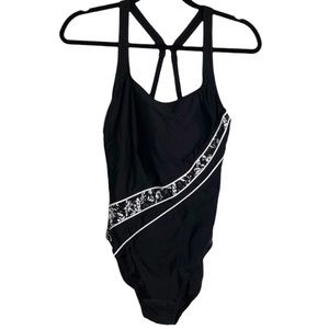 Roots Black & White One Piece Swimsuit